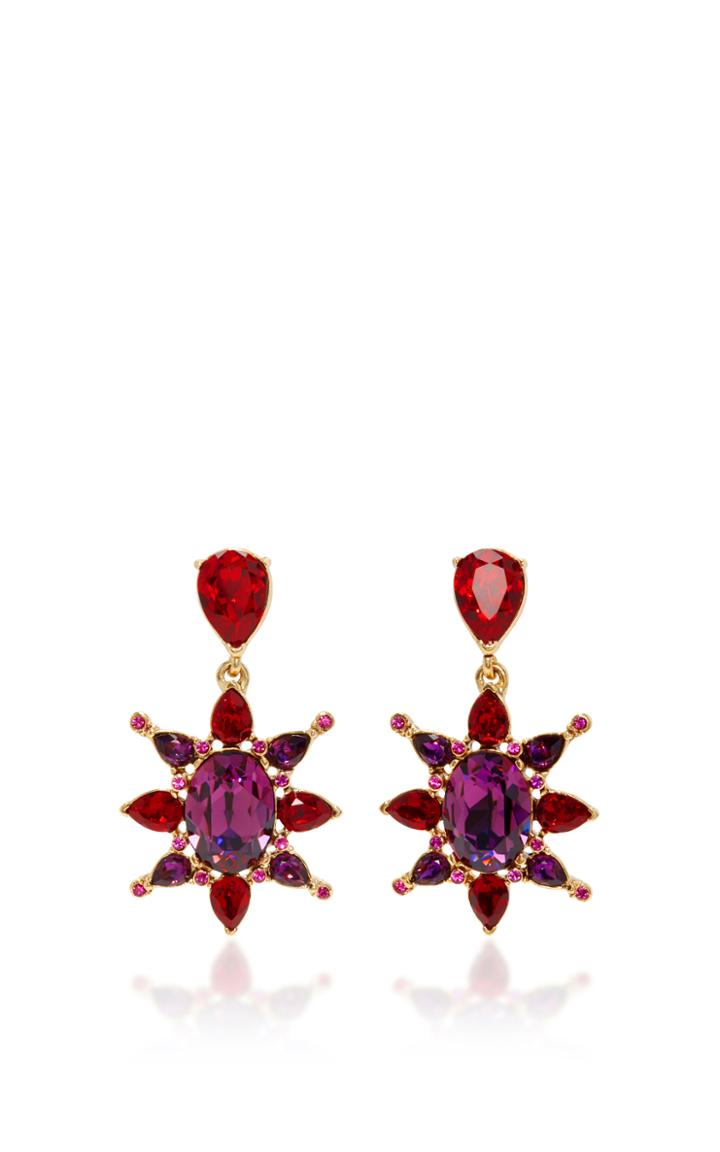 Oscar De La Renta Hot Pink Tropical Bloom Star C Earring