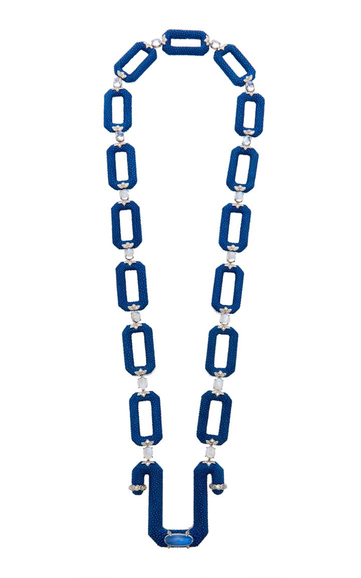 Fabio Salini Leather And Moonstone Necklace