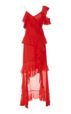 Amur Natalia Silk Asymmetrical Ruffle Gown