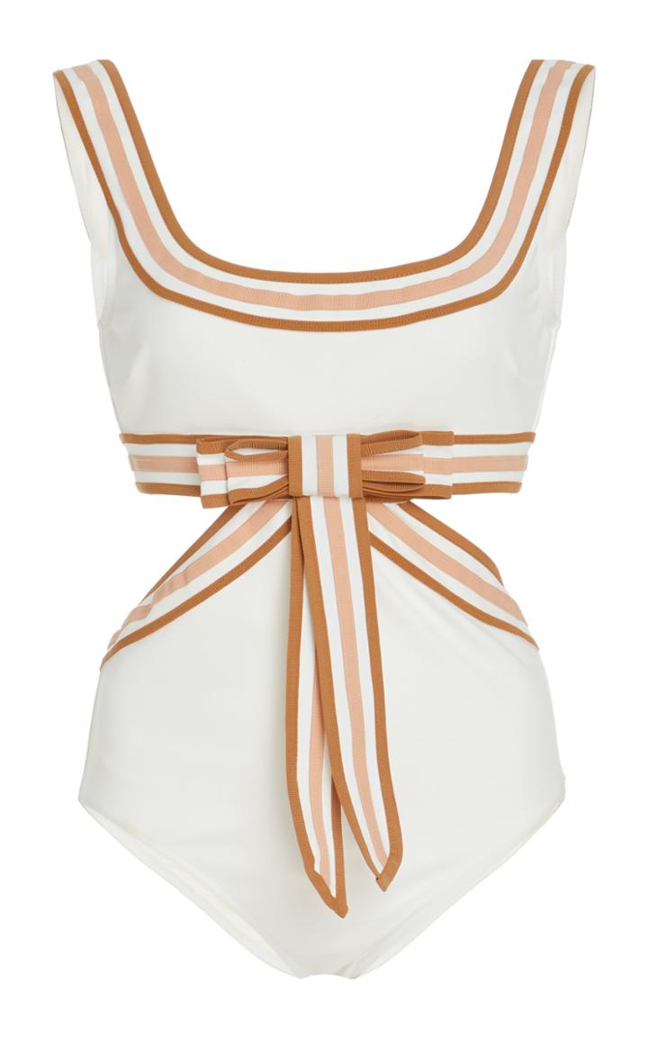Zimmermann Grosgrain-trimmed Bow-embellished Silk Swimsuit Size: 1