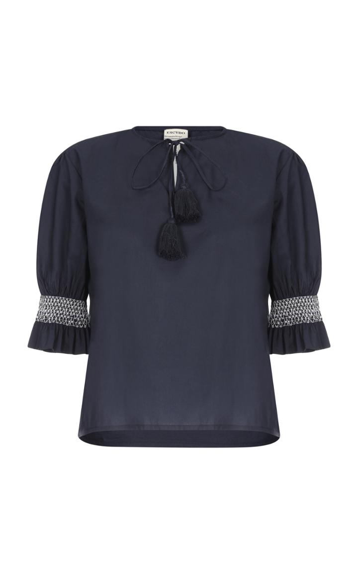 Moda Operandi Escvdo Shipi Smocked Cotton Top