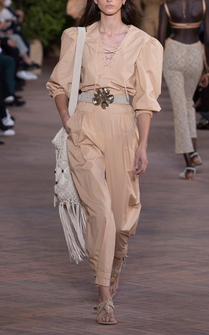 Moda Operandi Alberta Ferretti Pleated Cotton-poplin Tapered Pants