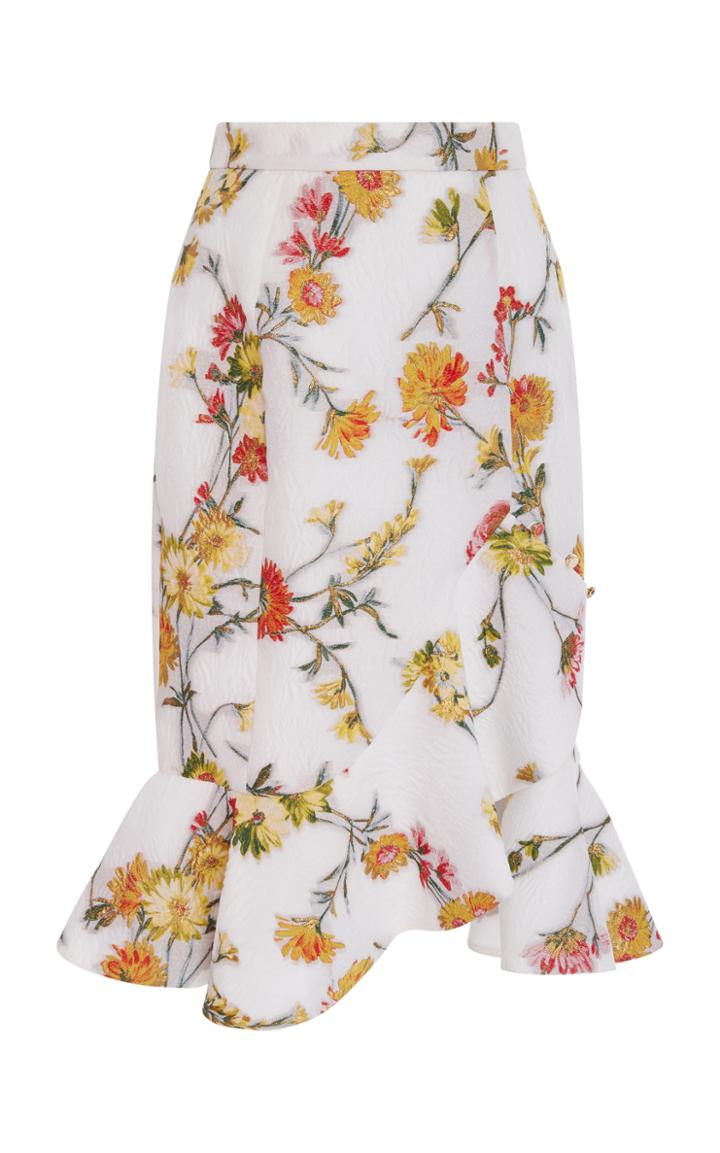 Prabal Gurung Ruffle Hem Jacquard Skirt