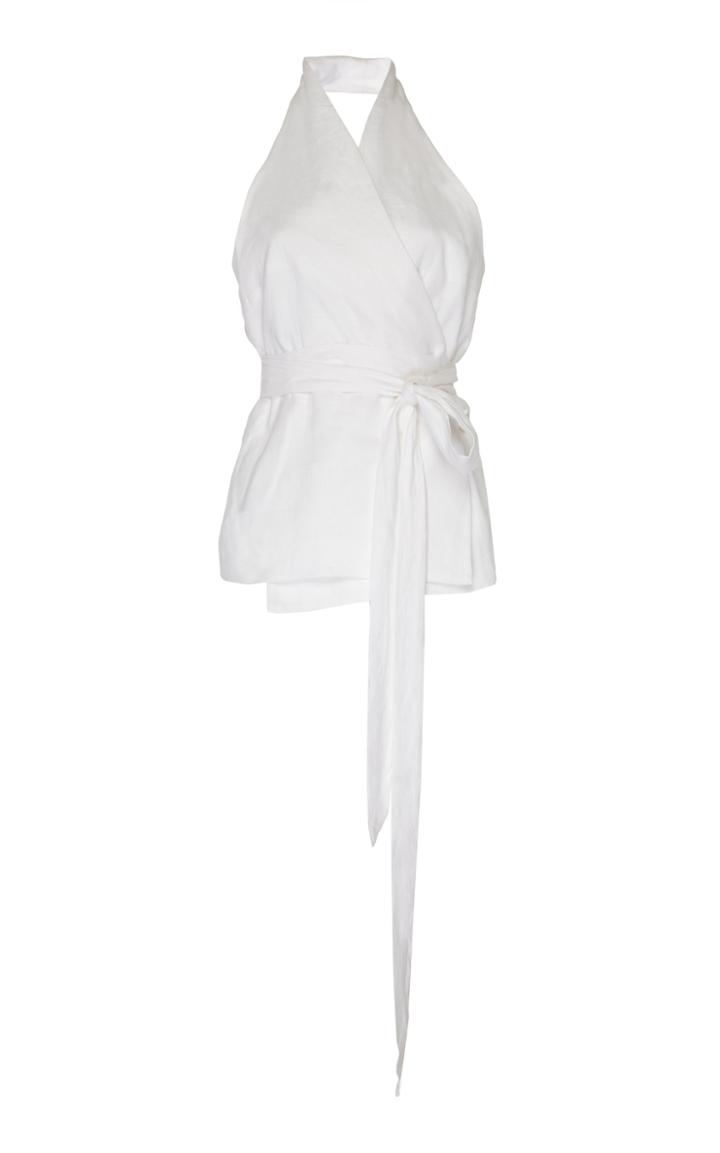 Moda Operandi Albus Lumen Picolo Asymmetric Linen Halter Top Size: 8