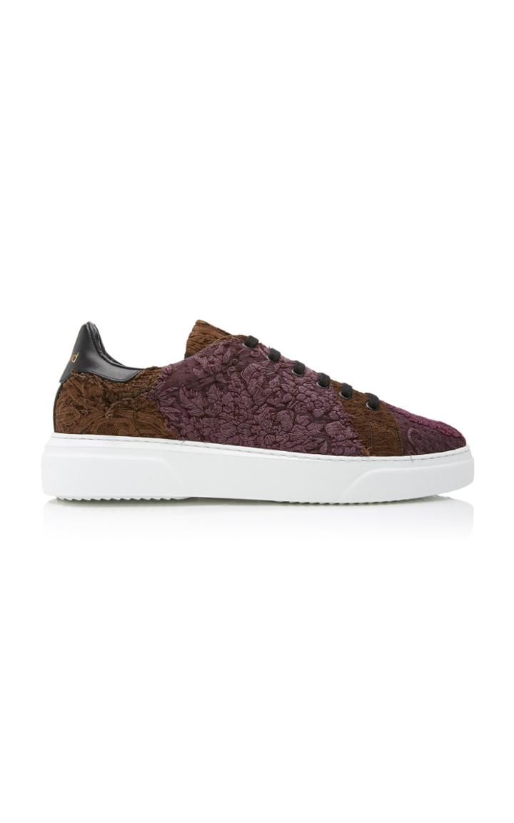 By Walid Embroidered Antique Silk Low-top Sneakers Size: 40
