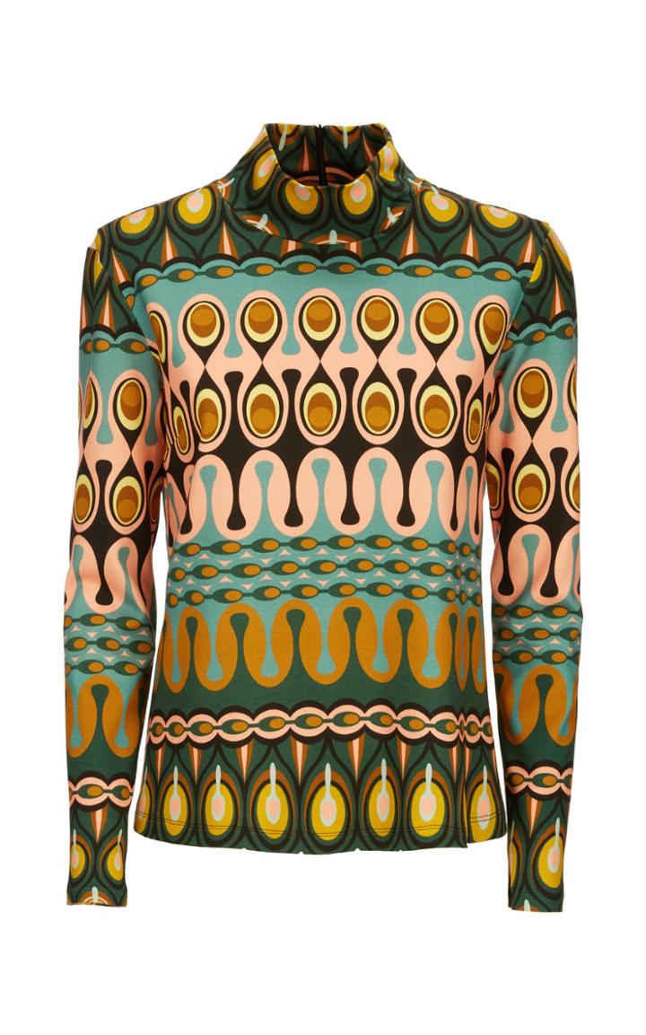 Moda Operandi La Doublej Printed Jersey Turtleneck Sweater