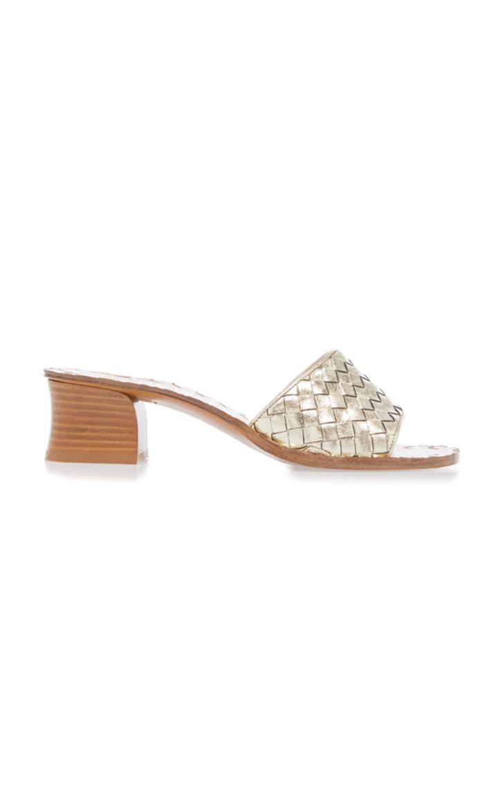 Bottega Veneta Ravello Metallic Intrecciato Leather Sandals