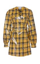 Ganni Coated Plaid Fit-and-flare Dress