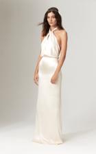 Savannah Miller Ruby Silk Twisted Halter Neck Backless Gown With Train