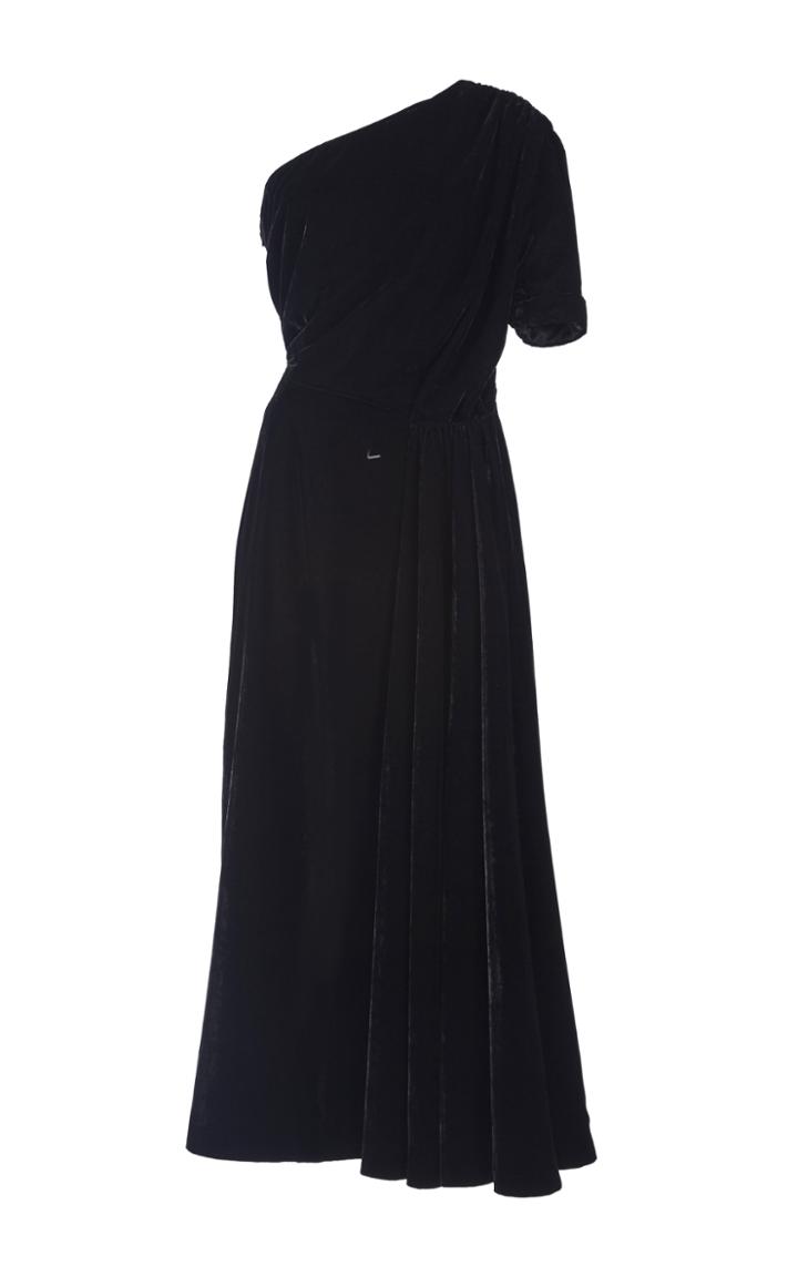 Emilia Wickstead Jenna One Shoulder Velvet Dress