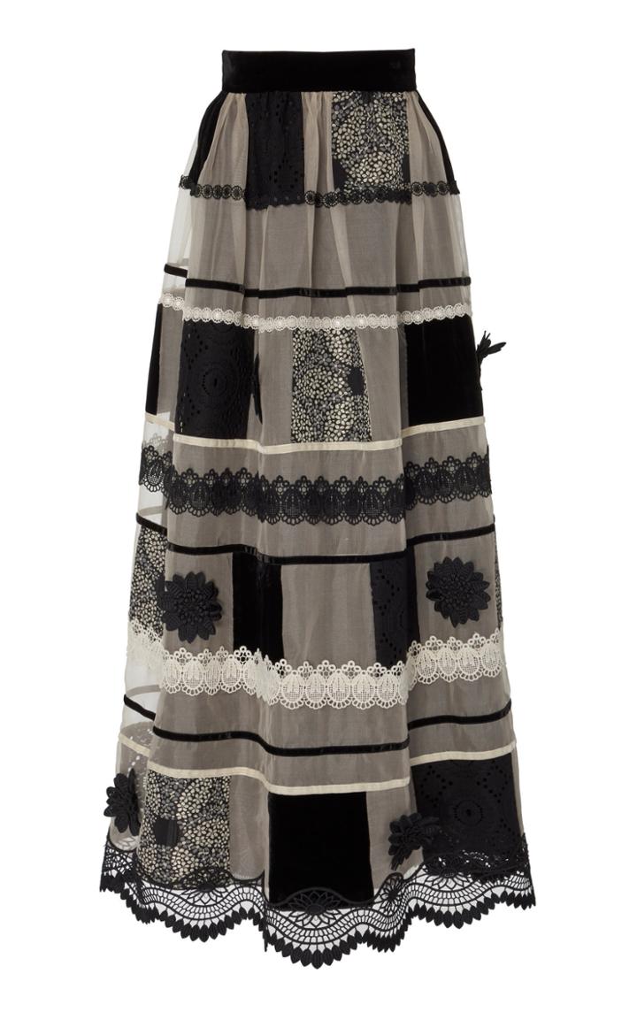 Anna Sui High-waisted Mixed-media Midi Skirt