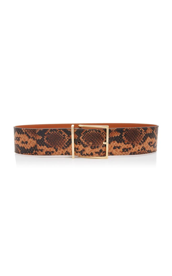 Maison Boinet Python Printed Wide Leather Waist Belt Size: 70 Cm