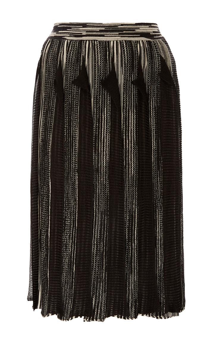 Missoni Black Pleated Wool Skirt