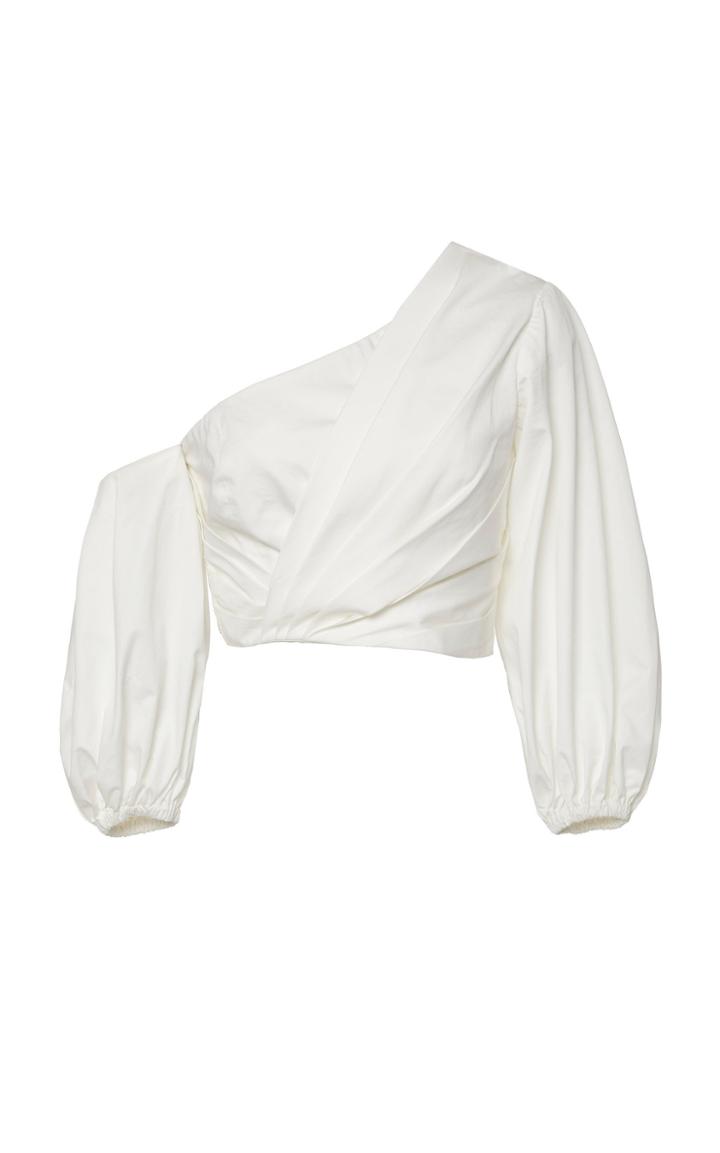 Amur Ale One Shoulder Draped Cotton Top