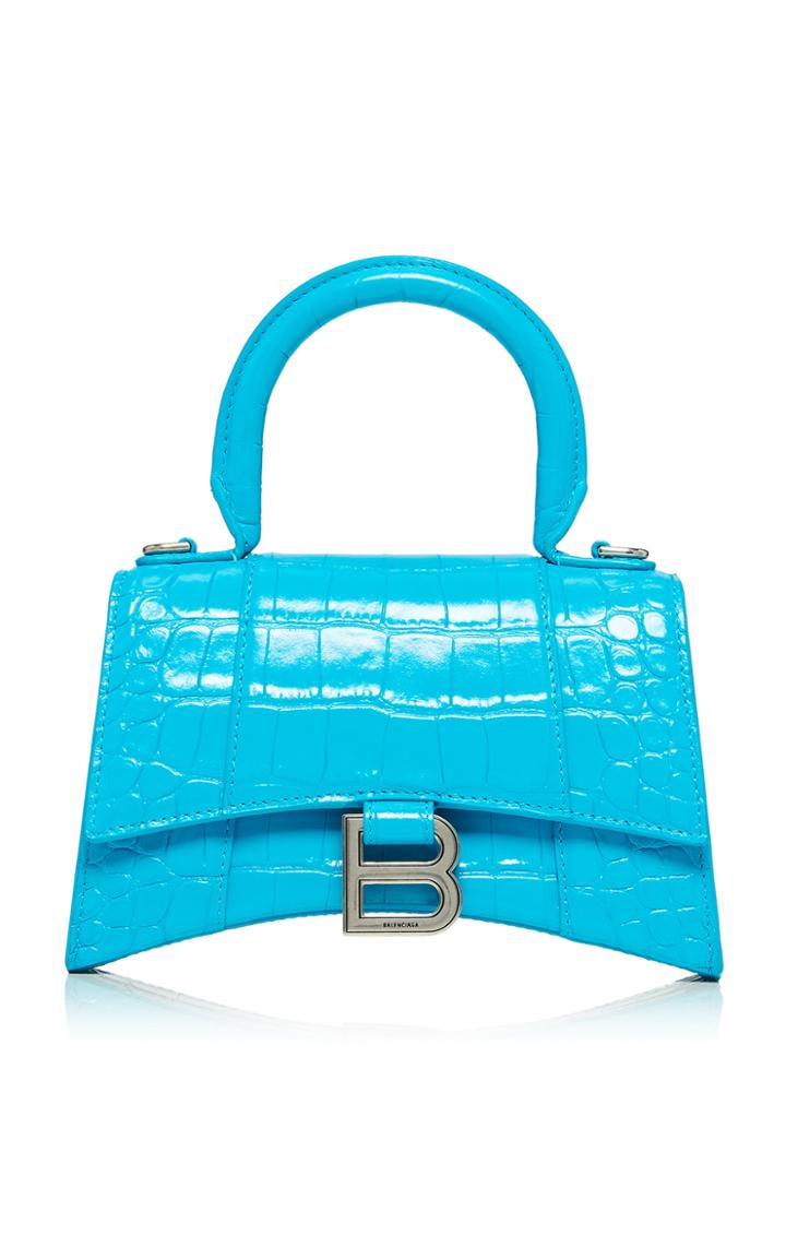 Balenciaga Hourglass Mini Croc-effect Leather Bag
