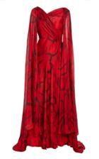 Moda Operandi Rodarte Draped Hand Painted Silk Cape Gown