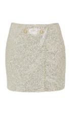 Moda Operandi Mach & Mach Glitter Skirt With Pearl Buttons