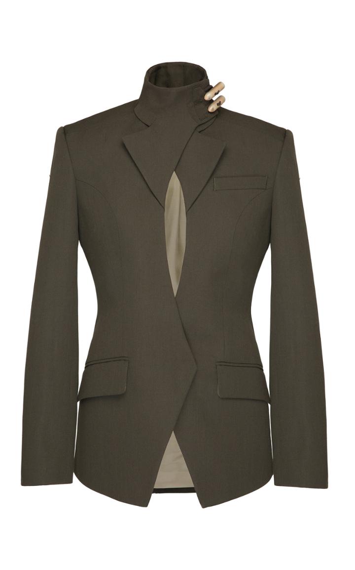 Situationist Duffle Collar Cutout Wool Jacket