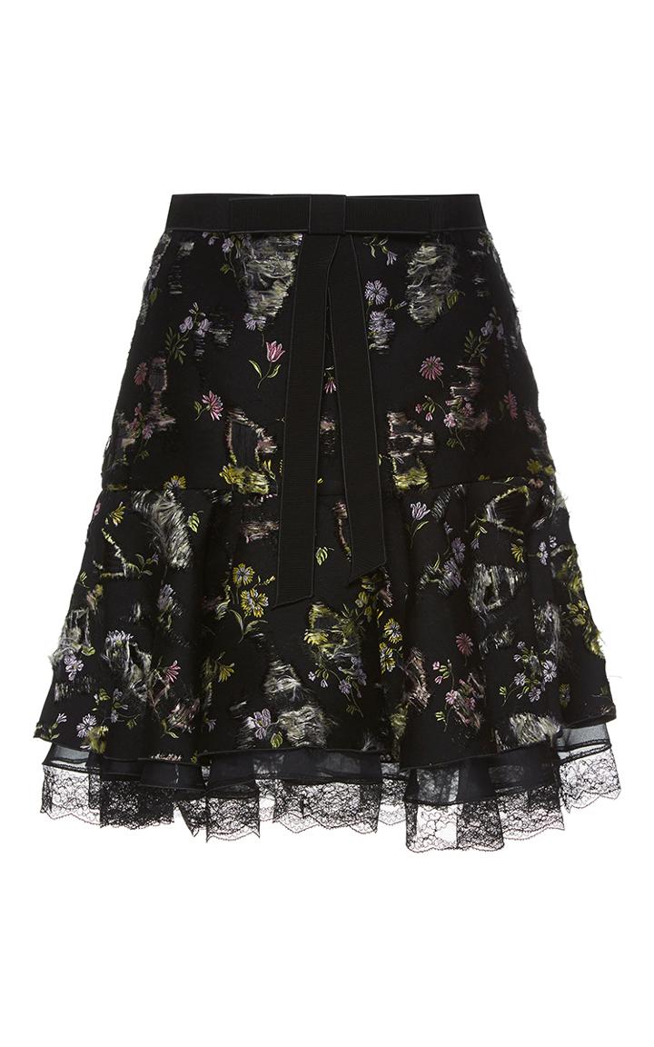 Giambattista Valli Distressed Floral Jacquard Skirt