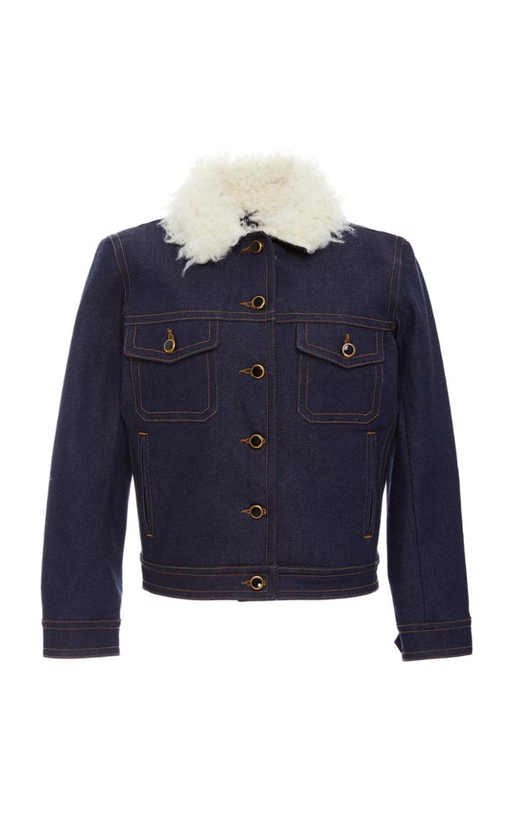 Khaite Laura Shearling-trimmed Denim Jacket
