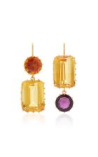 Renee Lewis 18k Gold Citrine And Amethyst Earrings