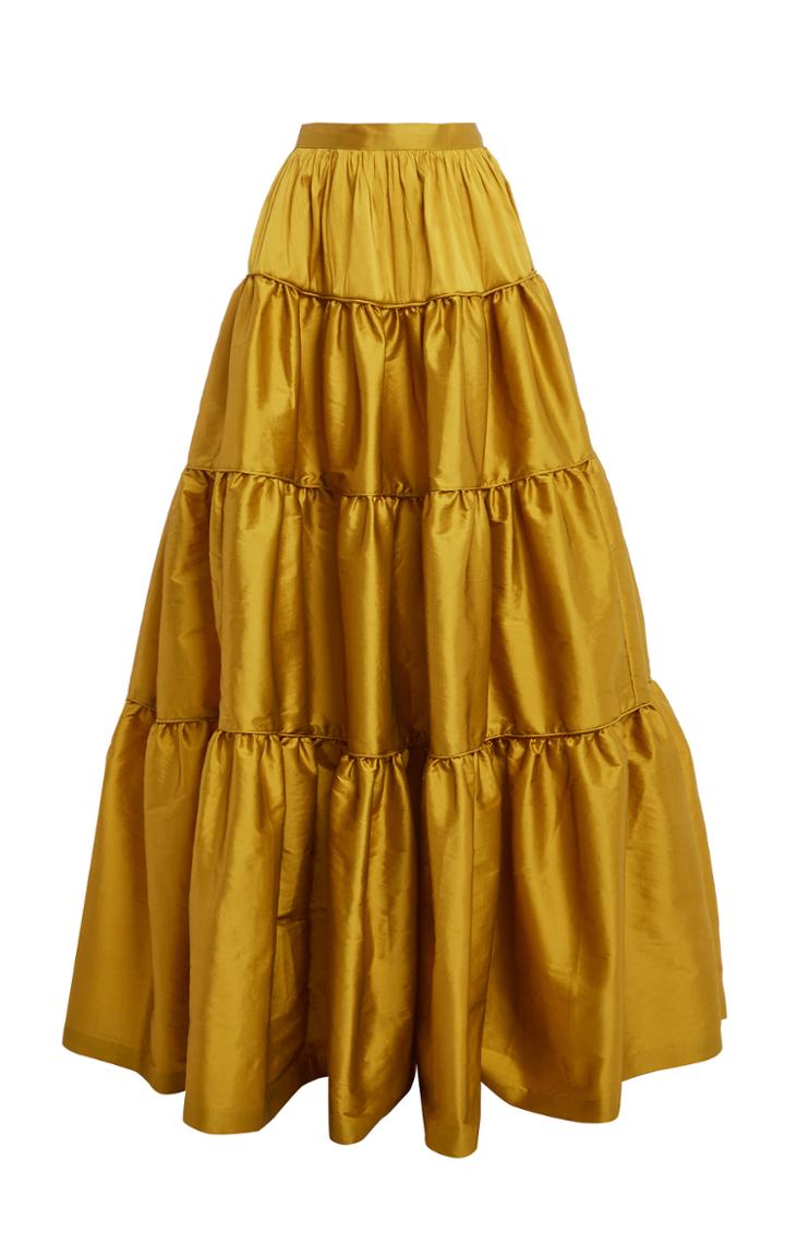 Moda Operandi Costarellos Sybil Tiered Taffeta Floor-length Skirt