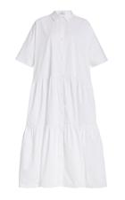 Co Tiered Cotton Poplin Midi Shirt Dress