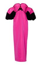 Elizabeth Kennedy Off-shoulder Puff Sleeve Faille Column Gown With Waist Cutaway
