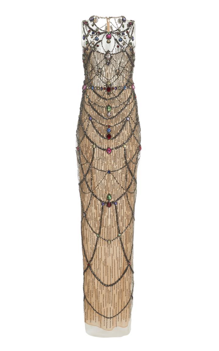 Moda Operandi Pamella Roland Crystal-embellished Tulle Column Gown