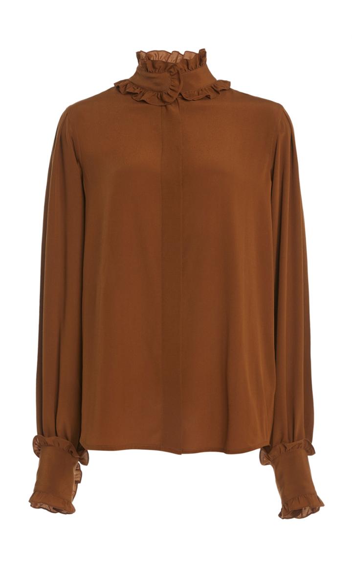 Moda Operandi Victoria Beckham Ruffled Silk Victorian Blouse