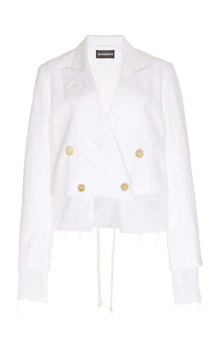 Ann Demeulemeester Distressed Cotton-linen Cropped Blazer
