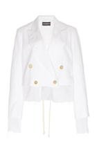 Ann Demeulemeester Distressed Cotton-linen Cropped Blazer