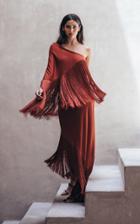 Moda Operandi Cult Gaia Zenyth Fringed Jersey One-shoulder Gown