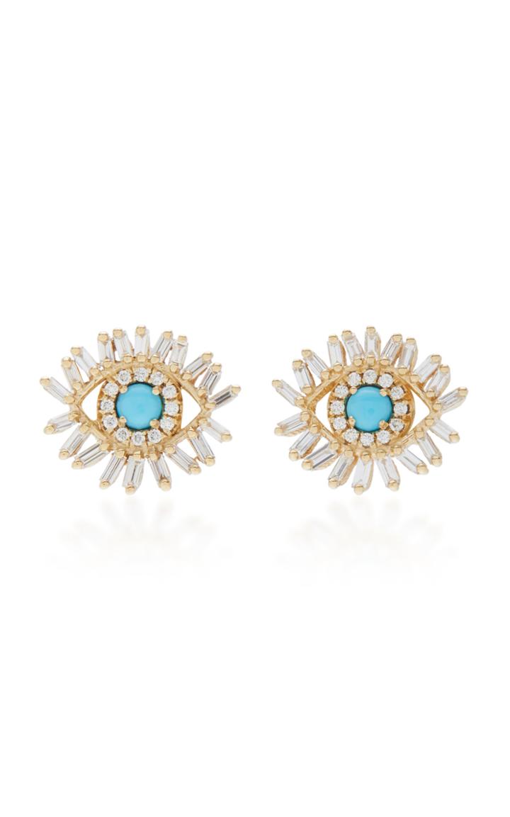 Suzanne Kalan 18k Yellow Gold Diamond And Turquoise Earrings