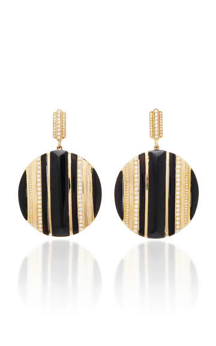 The Last Line Diamond And Onyx Carved Medallion Earrings