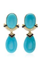Ruth Grieco 18k Gold, Turquoise And Diamond Drop Earrings