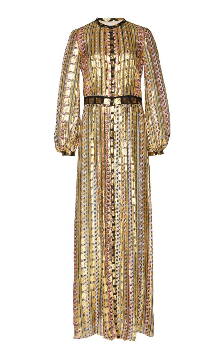 Temperley London Gold Letter Print Dress