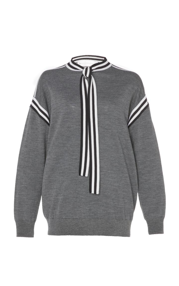 Victoria Victoria Beckham Wool Neck Tie Sweater