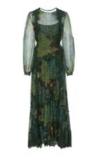 Alberta Ferretti Lace Embellished Silk Dress