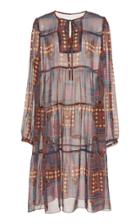 Anna Sui Cross-stitch Quilt-print Chiffon Dress