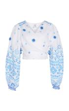 Gl Hrgel Printed Linen Wrap Top