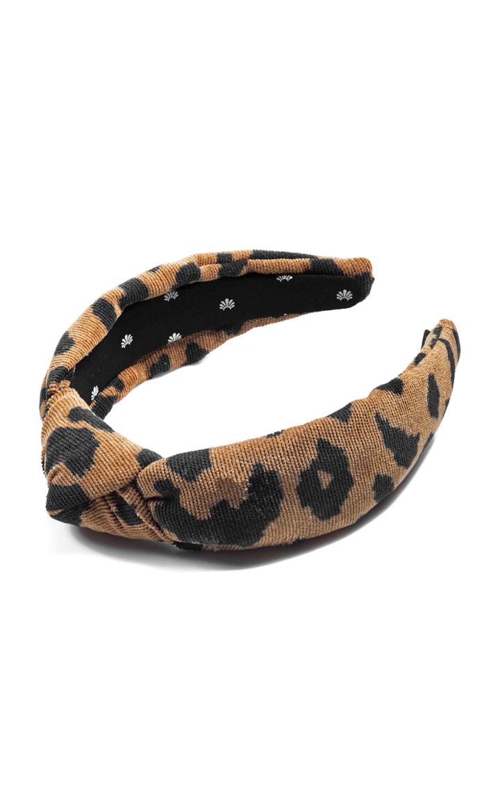 Lele Sadoughi Knotted Leopard-prinnt Corduroy Headband