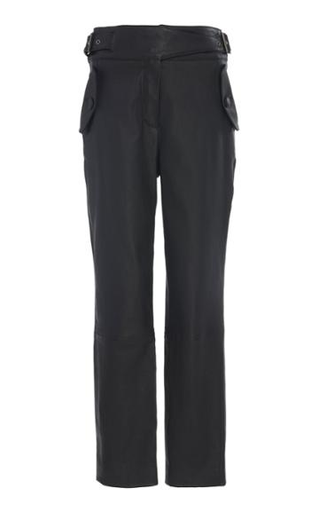 Veronica Beard Jania Buckle-detailed Cropped Leather Pants