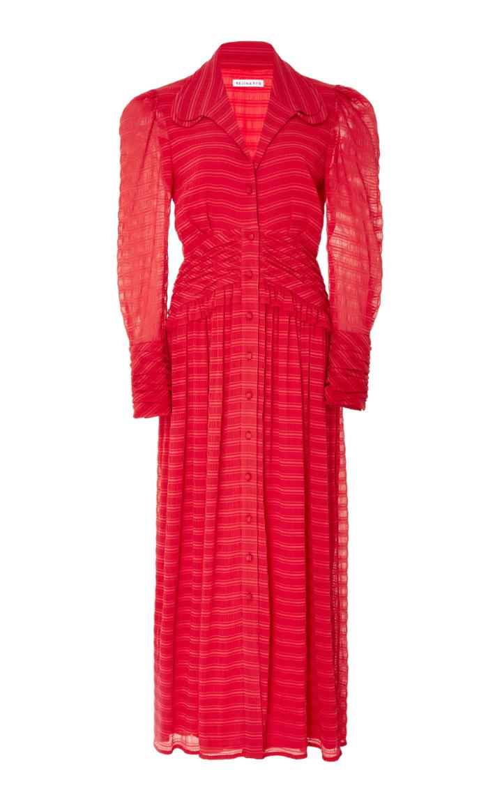 Rejina Pyo Yvette Ruffled Seersucker Midi Dress