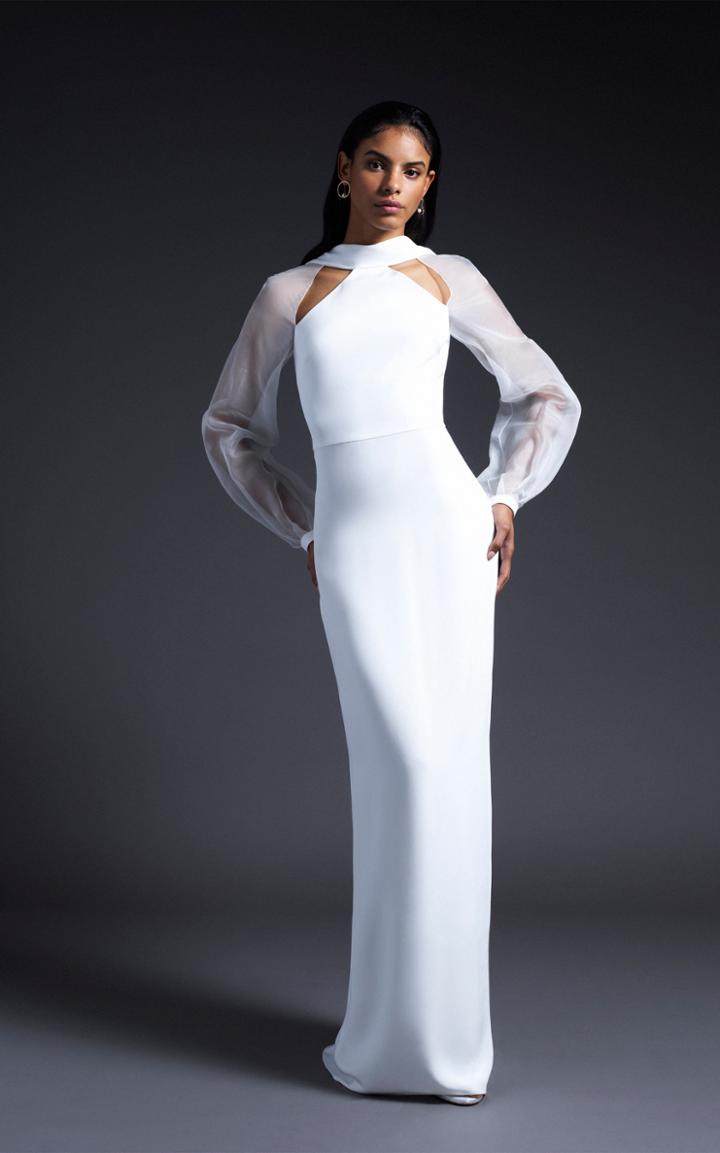 Cushnie Bridal Sophie Silk Gown With Open Back And Organza Sleeves