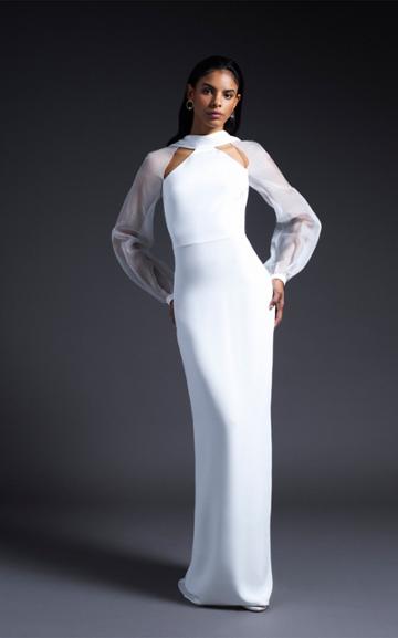 Cushnie Bridal Sophie Silk Gown With Open Back And Organza Sleeves
