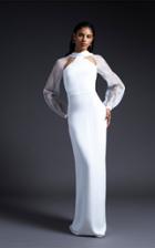 Cushnie Bridal Sophie Silk Gown With Open Back And Organza Sleeves
