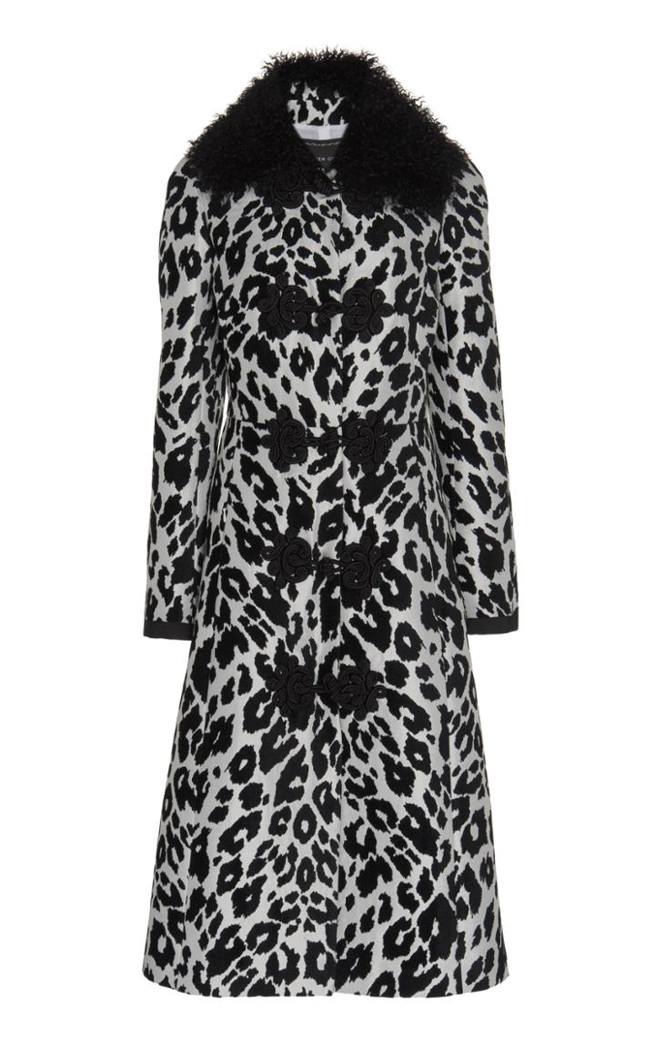 Andrew Gn Shearling-trimmed Zebra Jacquard Coat