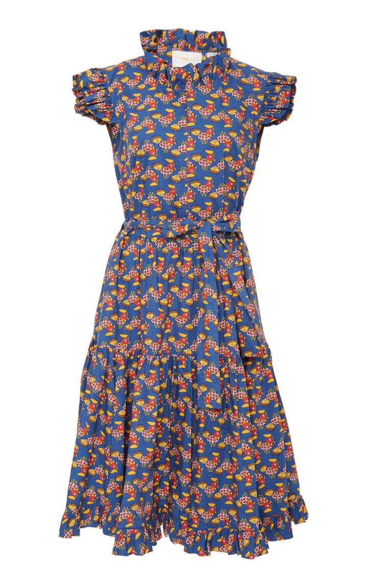 La Doublej Short And Sassy Belted Ruffled Cotton Dress