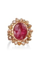 Nina Runsdorf 18k Rose-gold, Ruby And Yellow Diamond Cocktail Ring